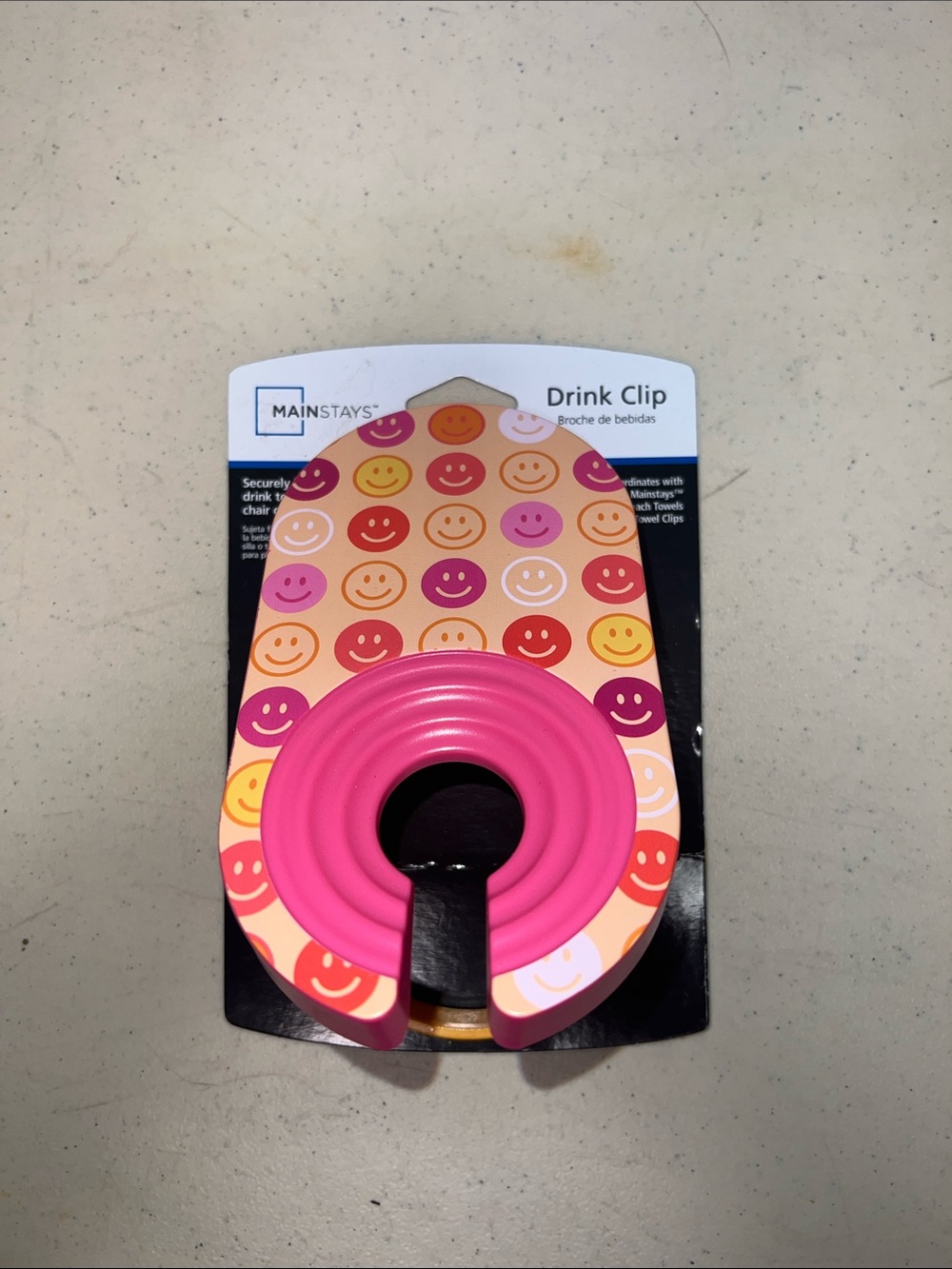 Mainstays Pink Smiley Face Drink Holder Clip